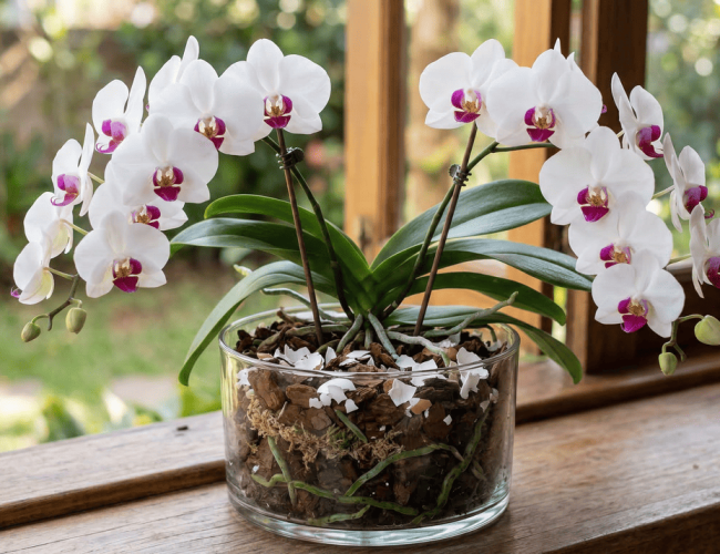 Dica inusitada para fazer sua orquídea florescer novamente: use casca de ovo triturada no vaso!