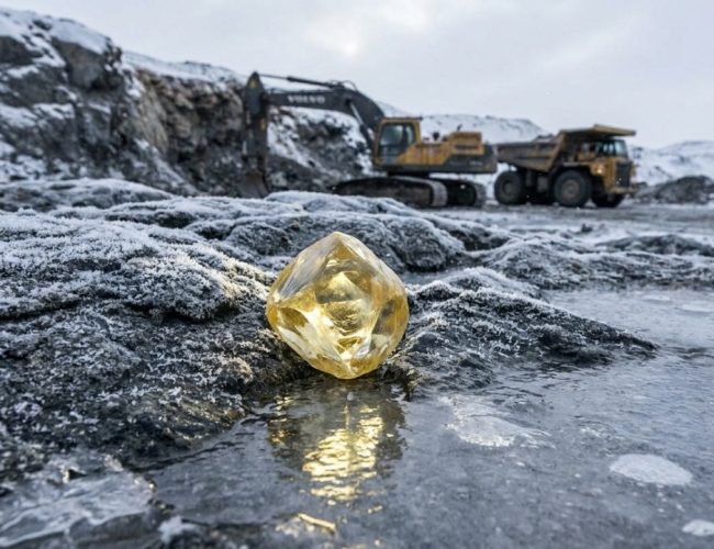 Descoberta impressionante: gema amarela de 158 quilates e 2 bilhões de anos é desenterrada a 150 km sob o Círculo Polar Ártico