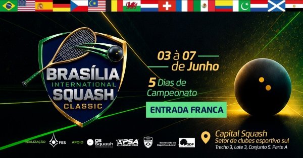 Elite do Squash mundial desembarca em Brasília para o maior torneio do Brasil; descubra como garantir seus ingressos gratuitos