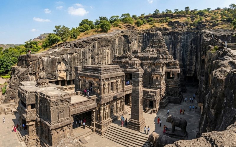 A magnífica edificação esculpida em uma única rocha que demandou a remoção de mais de 400 mil toneladas de pedra