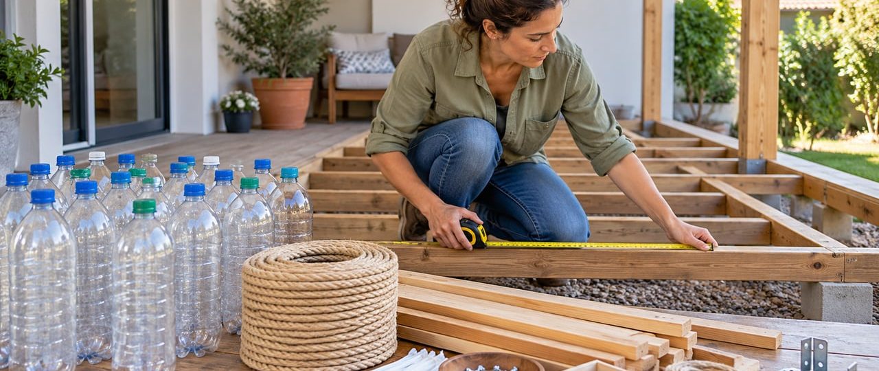 Transforme garrafas plásticas em um toldo criativo para proteger seu pátio do sol