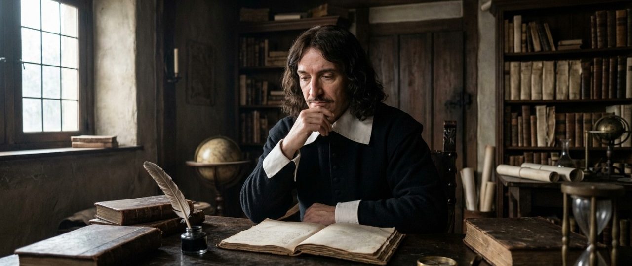A indagação de Descartes sobre a existência: “Se não estou pensando, reconheço que preciso existir, pois se eu não existo, não sou capaz de pensar.